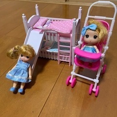 リカちゃん　ミキちゃん&2段ベッド&ベビーカー　美品