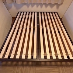 【取引中】ハイローベッド すのこベッド 足つき ベッド ブラウン セミシング クイーンの画像