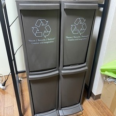 【中古】キッチン用ゴミ箱　ブラウン 2セットまとめて