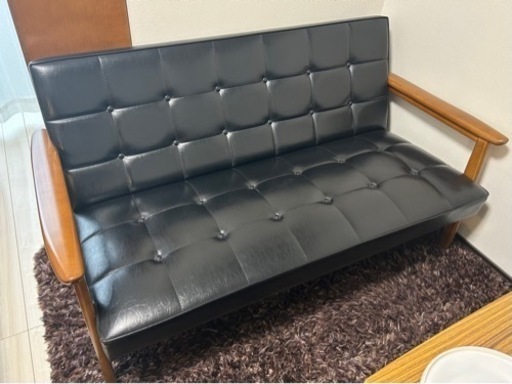 カリモク60 Kチェア2シーター ブラック　ウォールナット