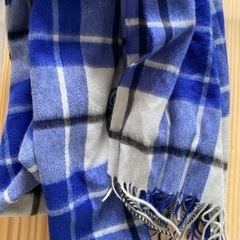 ブランケット カシミヤ 青色 チェック柄 冬用 マフラー ストール ショールの画像