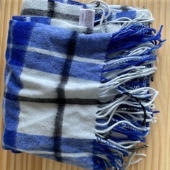 ブランケット カシミヤ 青色 チェック柄 冬用 マフラー ストール ショールの画像