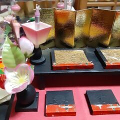 雛祭り、手作り雛壇、三人宮女も飾れます。180ミリ×80ミリくらい