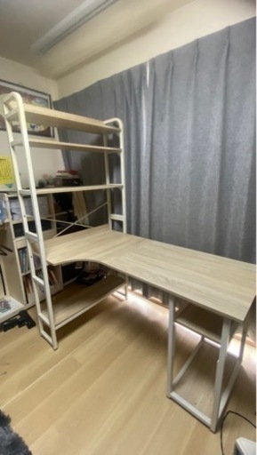 【1部バラシ渡し】棚付きPCデスク