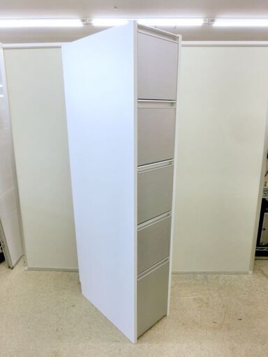 キッチン収納 タワーチェスト 高さ178cm 収納棚 ラック シルバー×ホワイト 5 段 白 銀 札幌 西区 西野店