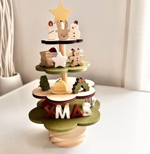【美品】木製小さいクリスマスツリー