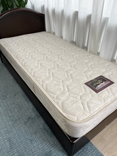 077 シモンズ　ベッドフレーム&マットレス　引き出し収納式