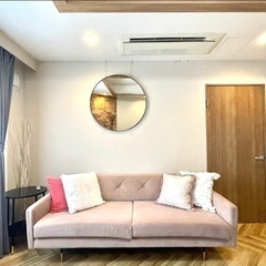 3人がけソファ ピンク くすみピンク おしゃれ 可愛い モダン ...