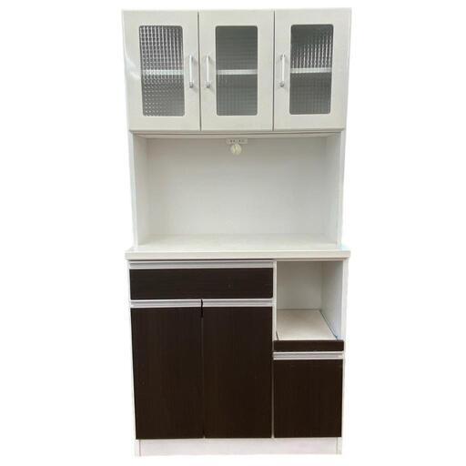 【3/3受け渡し予定あり】埼P♪ 値下げ！！江口通商 キッチンボード 食器棚 レンジボード ダイニングボード 幅90cm キッチン収納