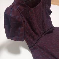 ミニワンピース　Sサイズ　ワインレッド　チェック柄の画像