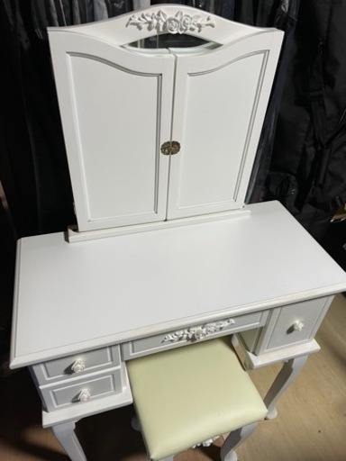 子供用　化粧台　ドレッサー　アンティーク風　鏡台