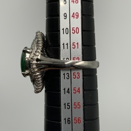 Pt900 プラチナ900 翡翠ヒスイ　ダイヤモンドリング　8.1g 約12号　D1ct 1.75ct