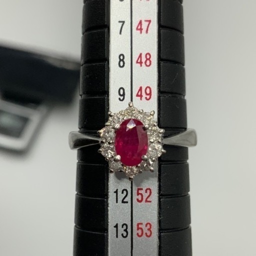 売り切れました。Pt900 プラチナ900 ルビーリング　ダイヤモンドリング　4.3g 約10号