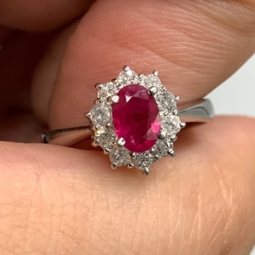 売り切れました。Pt900 プラチナ900 ルビーリング　ダイヤモンドリング　4.3g 約10号