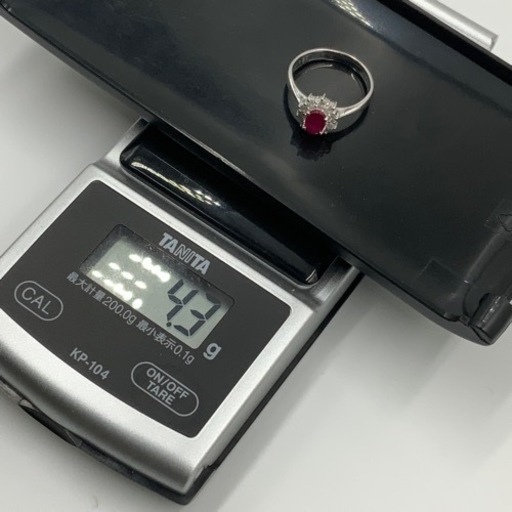 売り切れました。Pt900 プラチナ900 ルビーリング　ダイヤモンドリング　4.3g 約10号