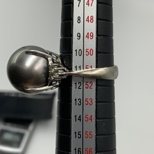 売り切れました。Pt900 プラチナ900 大粒 黒蝶真珠　指輪　パールリング　10.7g 約11号