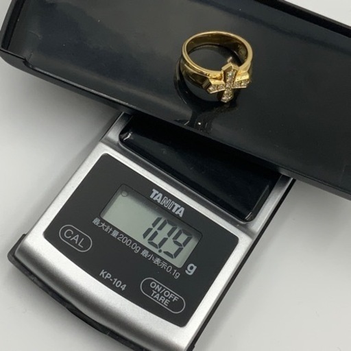 K18 18金　ダイヤモンドクロス　リング　10.9g 約18号　0.33ct