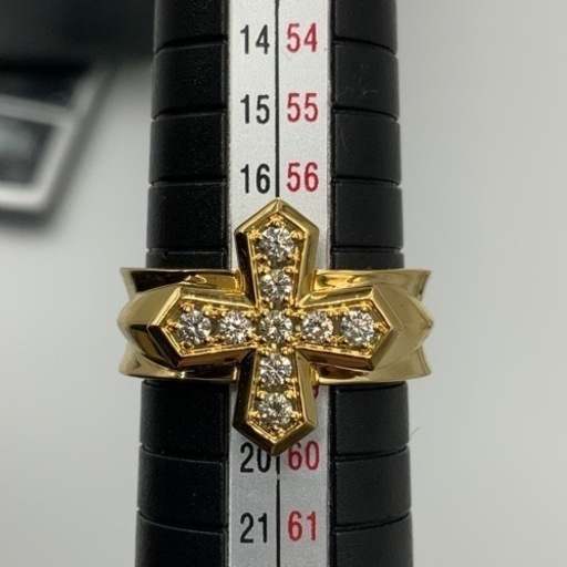 K18 18金　ダイヤモンドクロス　リング　10.9g 約18号　0.33ct