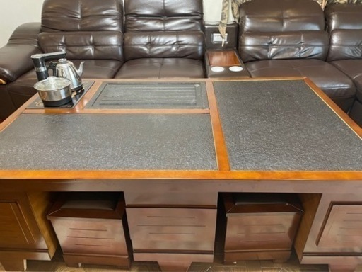 高級お茶テーブル椅子収納付き