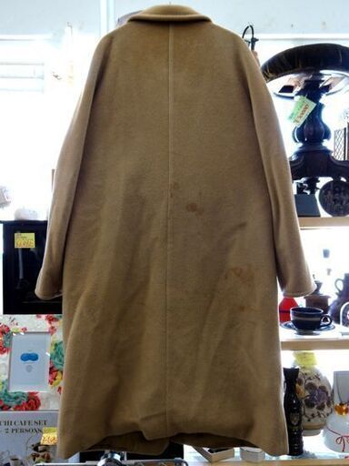 難有 MaxMara カシミヤ混 ウール ロングコート ダブルブレスト キャメル 42 マックスマーラ オーバーサイズ ビッグシルエッ
