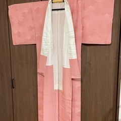 着物 正絹 ピンクオレンジ　アンティーク　結婚式　753 リメイク 着付け 和装 和服の画像