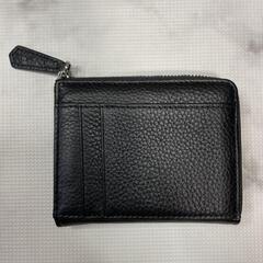 メンズ ミニ財布 小銭入れ カードケース 本革 牛革 L字ファスナー 黒 プレゼントの画像