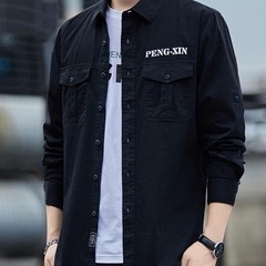 ❤️新品❤️シャツ メンズ カッターシャツ XL トップス 羽織り 長袖 春 無地 カジュアル 綿の画像