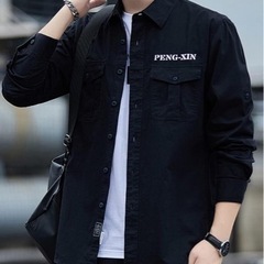 ❤️新品❤️シャツ メンズ カッターシャツ XL トップス 羽織り 長袖 春 無地 カジュアル 綿の画像