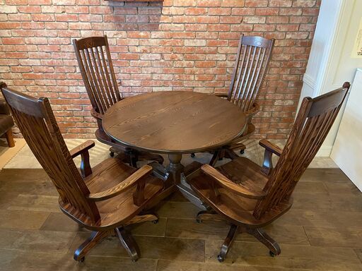 木製の椅子4脚セット+丸テーブル（高山家具）
