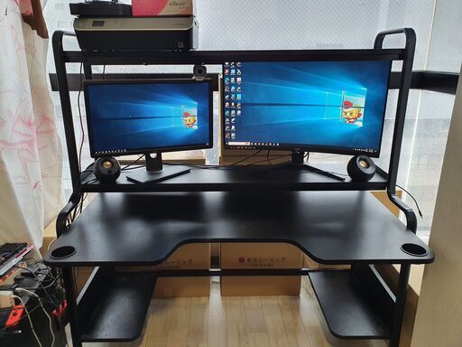 IKEA FREDDE ゲーミングデスク, ブラック, 140/185x74x146 cm