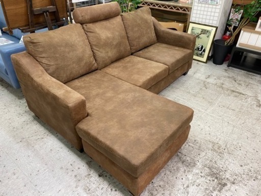 【愛品館 江戸川店 カウチソファ】ファブリックレザー 3Pカウチソファ ID:156-019539-007