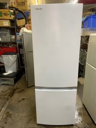 アース万代店　2020年製★美品 中古★東芝 170L「3段ガラス棚＆3段ドアポケット!!」耐熱ボード採用!!2ドア 冷蔵庫【GR-R17BS-W】