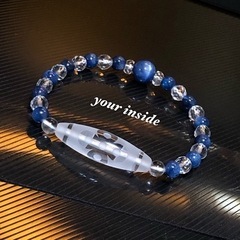 閃電五眼天珠型 水晶 カイヤナイト 天然石ブレスレットの画像