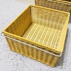 ランドリーチェスト 藤カゴ ラタン フレームスチール の画像