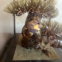置物　長寿の松　銅製　呼山作の画像