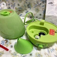 ★一度使用のみ!!しずく型超音波加湿器LED付き「H2O」LED付き・グリーン★の画像