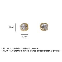 スクエア/ラインストーンスタッドピアス（新品）の画像