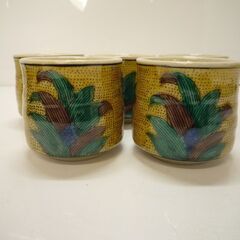 ☆F　九谷焼　角福　陶器　湯呑み　食器　5客セット　工芸品の画像
