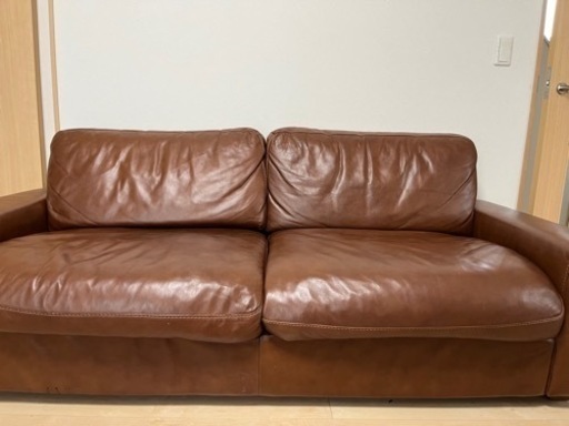 【取引中】unico TERRA レザー　ソファ　キャメル　3人　本革　フェザー　ソファー