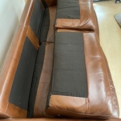 【取引中】unico TERRA レザー　ソファ　キャメル　3人　本革　フェザー　ソファーの画像