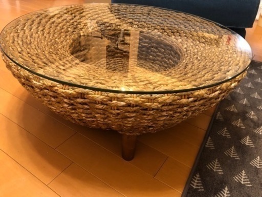 アンティーク　ガラステーブル