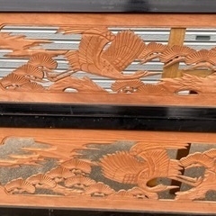 配達無料可能！欄間2枚 絵変わりで鶴に松と縁起が良いの画像