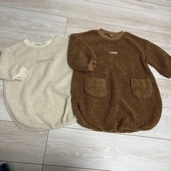 90㎝.100㎝　アプレレクール　ボアワンピース2点セット