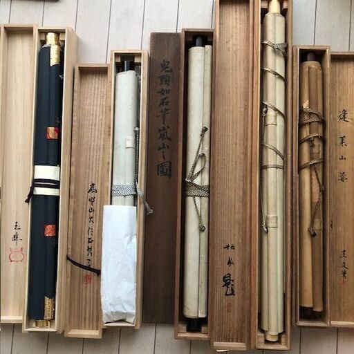 古い掛軸　在銘　5本まとめ