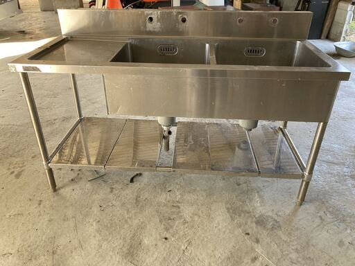 中古厨房 業務用 2槽シンク 流し台 ステンレス