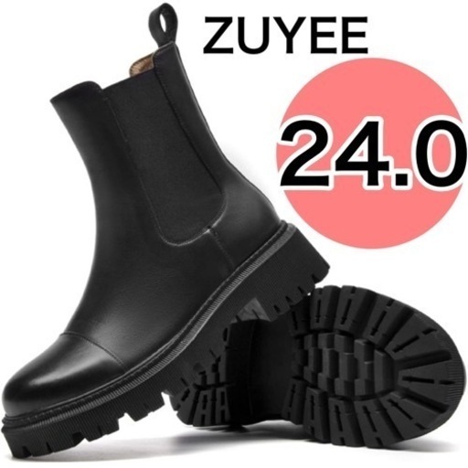 ZUYEE サイドゴアブーツ　ショートブーツ　黒　レディース　革　おしゃれ