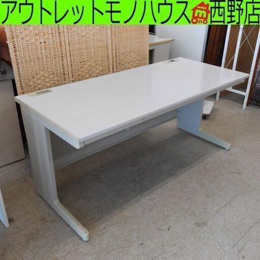 事務デスク① 幅160㎝ 机 引き出し付き オフィス 事務机 オフィスデスク つくえ ライトグレー 事務デスク 札幌 西野店