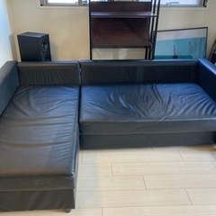 ソファー　レザー　ブラック　すぐ引き取引可能の方の画像