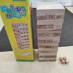使用少ないウッドトイ　ブロックタワー ４８ピース　サイコロ4つ　...