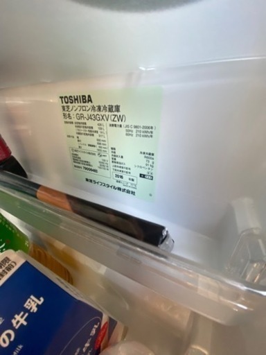 TOSHIBA GR-J43GXV(ZW)  冷蔵庫 東芝
